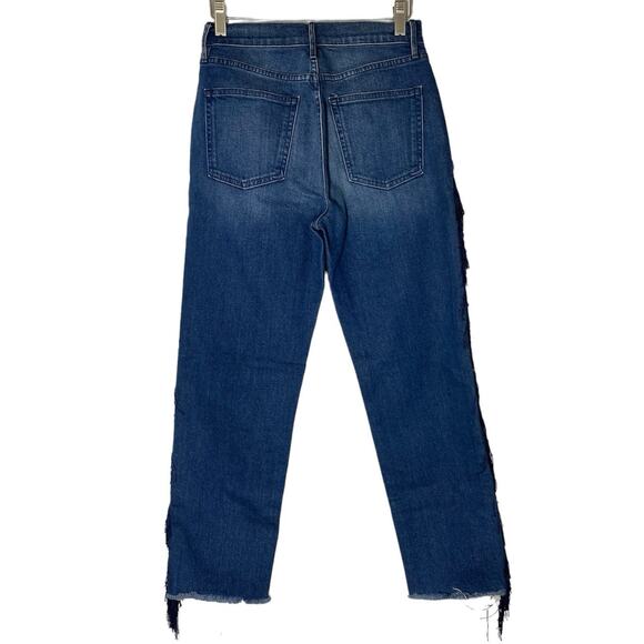 3X1 Higher Ground Crop Spanish Fringe Blue Jeans Western Country Size 25 - Picture 3 of 8